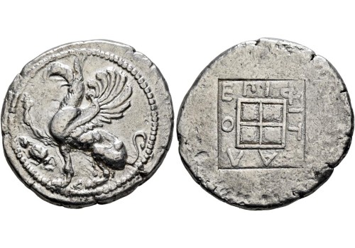 Greek Coins - Griffin Abdera,  precious!  (AU24126)