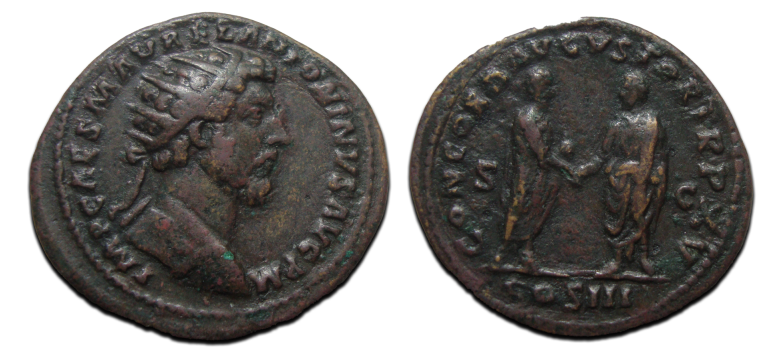 Marcus Aurelius - DUPONDIUS with Lucius Verus (AU2506)