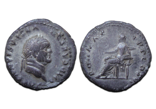 Vespasianus - PON MAX  COS VI denarius (AU25110)