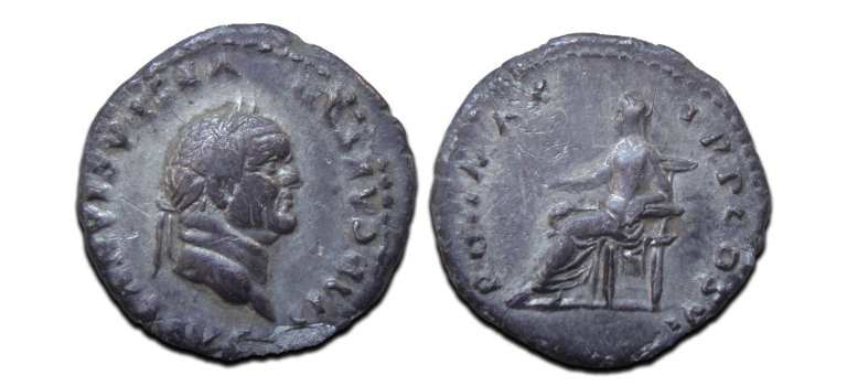 Vespasianus - PON MAX  COS VI denarius (AU25110)