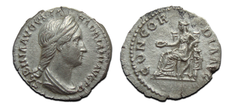 Sabina - denarius Rare empress CONCORDIA! (JA2551)