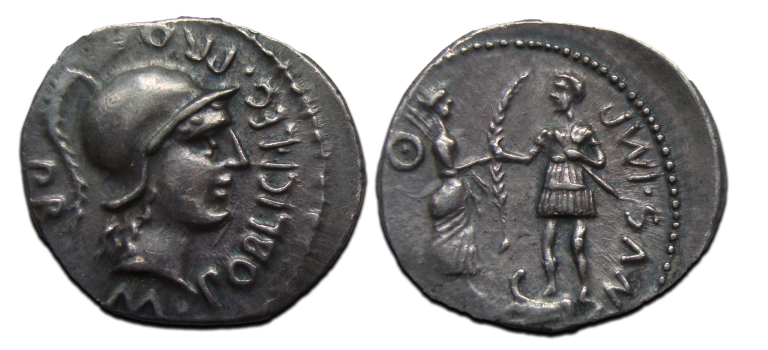 Gnaeus Pompeius - denarius met Hispania (AU2537) Gnaeus Pompeius - denarius met Hispania (AU2537)
