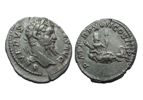Septimius Severus - denarius Oceanus uiterst zeldzaam! (AU2538)