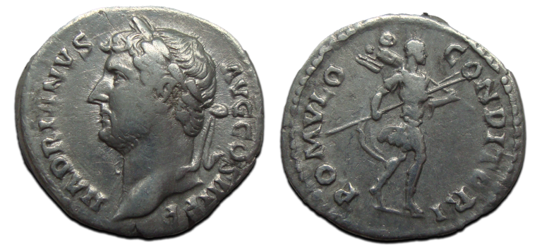Hadrianus  - ROMULUS denarius (D2114)