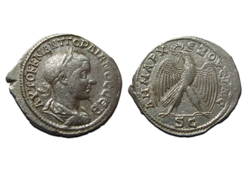 Gordianus III - zilveren Tetradrachme met adelaar! (AU2545) Gordianus III - zilveren Tetradrachme met adelaar! (AU2545)