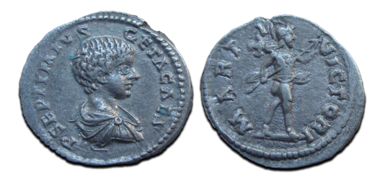 Geta - denarius MARTI VICTORI ex Jean Elsen (AU2571) Geta - denarius MARTI VICTORI ex Jean Elsen (AU2571)