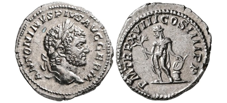Caracalla-  Denarius APOLLO PRACHTIG en SCHAARS! (AU26112)