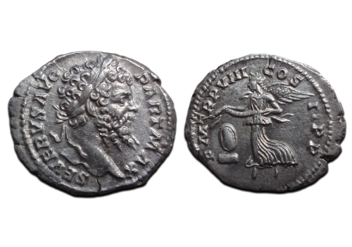 Septimius Severus - Victoria denarius EXTREMELY FINE (AU2618)