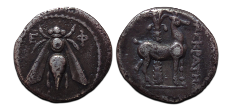 Griekse munten - Bij en hert drachme Efeze (AU2626) Griekse munten - Bij en hert drachme Efeze (AU2626)