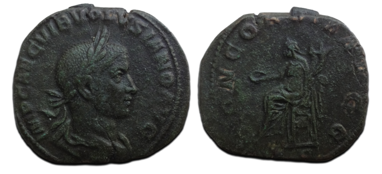 VOLUSIANUS -Sestertius Concordia AVGG zeldzaam! (AU2630) VOLUSIANUS -Sestertius Concordia AVGG zeldzaam! (AU2630)
