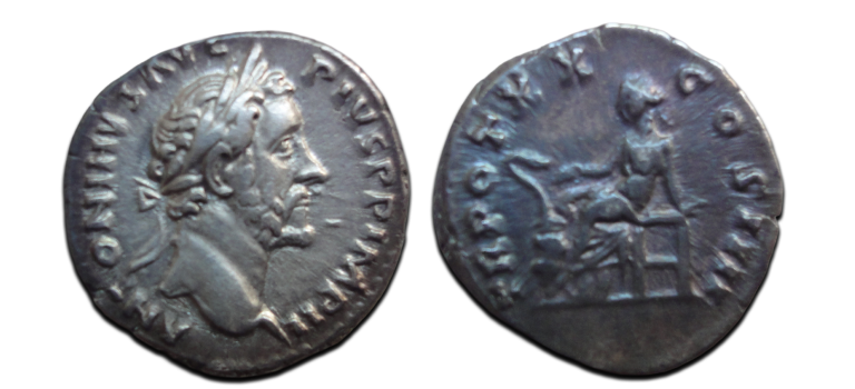 Antoninus Pius - Salus denarius (AU2632)