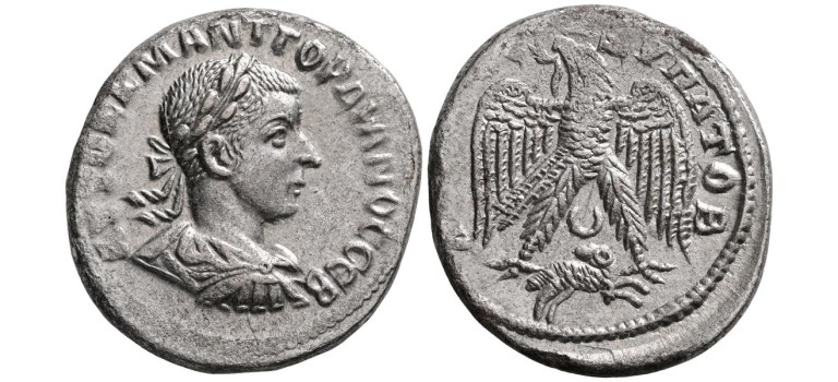 Gordianus III - zilveren Tetradrachme met indrukwekkende buste (AU2671) Gordianus III - zilveren Tetradrachme met indrukwekkende buste (AU2671)