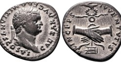 Domitianus - denarius Princeps Ivvenvtis handdruk (AU2684)