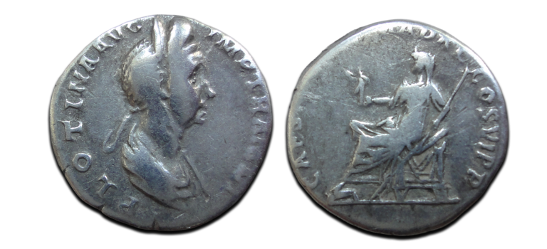 Plotina - denarius Vesta ZEER ZELDZAAM! (AU2692) Plotina - denarius Vesta ZEER ZELDZAAM! (AU2692)