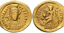 Theodosius II - SOLIDUS GOUD Constantinopolis (AU2694)