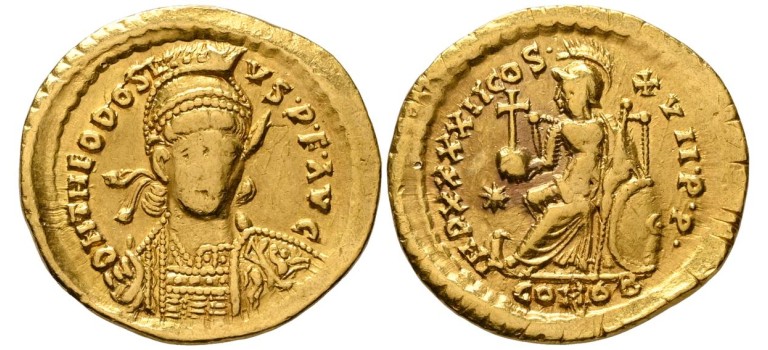 Theodosius II - SOLIDUS GOUD Constantinopolis (AU2694) Theodosius II - SOLIDUS GOUD Constantinopolis (AU2694)
