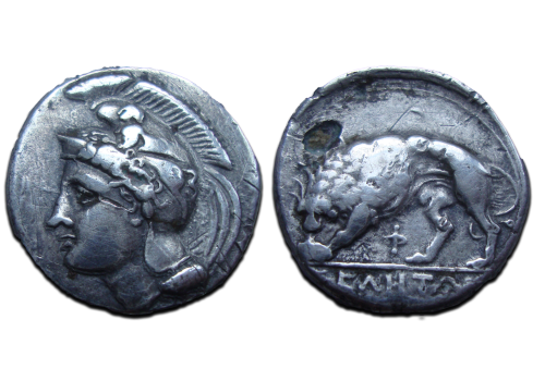 Greek coins - Fourree drachm Lucania  334 BC (N2413)