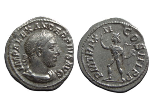 Severus Alexander - denarius Sol met zweep (D2509)