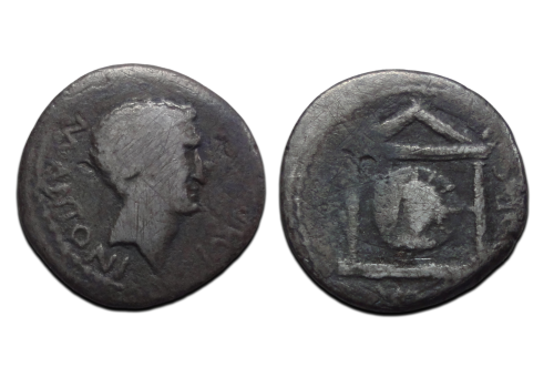 Marcus Antonius - denarius keerzijde tempel van  SOL zeldzaam (D25100)