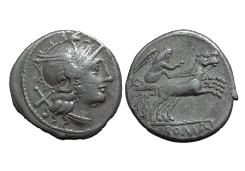 Romeinse republiek - denarius anonymus Victoria met lang haar!  (D25124)