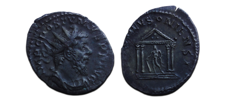 Postumus-  Tempel van Hercules Deusoniens zeldzaam! (D25127)