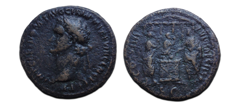 Domitianus - Keizer met fluit- en lierspelers (D25130)