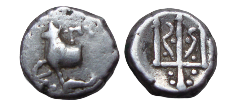 Greek Coins - hemidrachm cow trident (D2544) Greek Coins - hemidrachm cow trident (D2544)