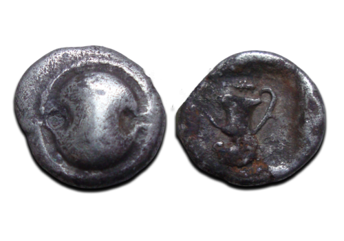 Griekse munten - AR hemidrachme Boeotisch schild! (D2562)
