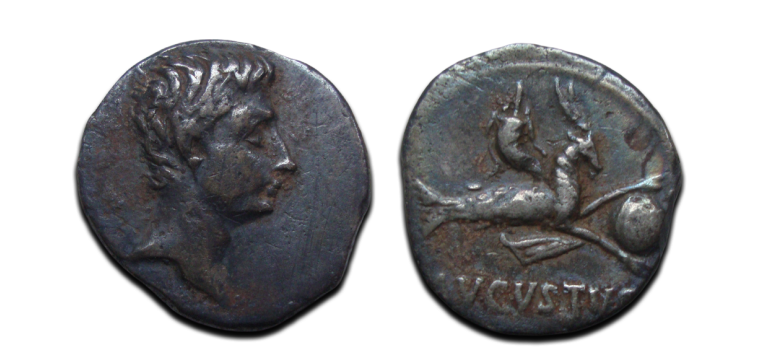 Augustus -  denarius Steenbok R2 zeer zeldzaam! (D2565)