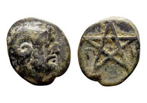 Griekse munten - Gehoornde Zeus met pentagram (F2543) Griekse munten - Gehoornde Zeus met pentagram (F2543)