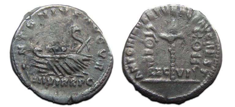 Marcus Aurelius - denarius ZELDZAME RESTITUTIE-uitgave met gallei (F2570)