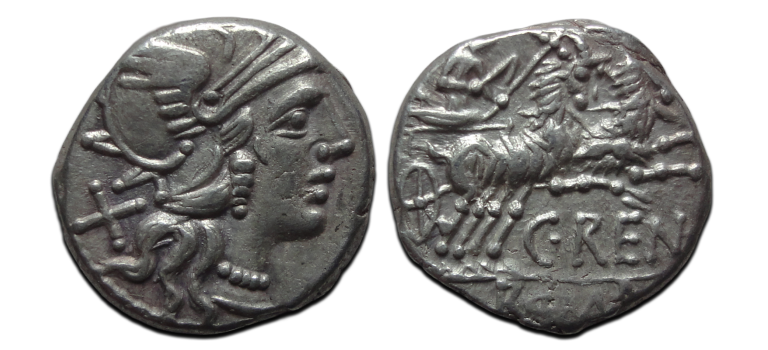 Roman Republic  - denarius biga with goats! (F26100)