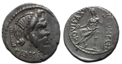 Vibius Pansa Caetronianus - denarius Pan en Jupiter Axurus (F26101)
