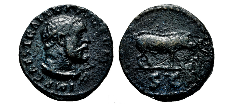 Trajanus- quadrans Hercules met everzwijn (F26103)
