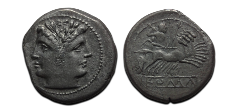 Roman Republic  - Iconic coin the quadrigatus! (F26108)