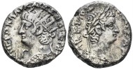 Nero - zilveren Tetradrachme met Tiberius! (F26135)