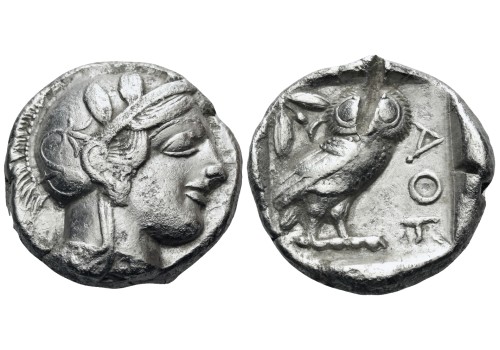 Griekse zilveren Tetradrachme met uiltje  (F26143)