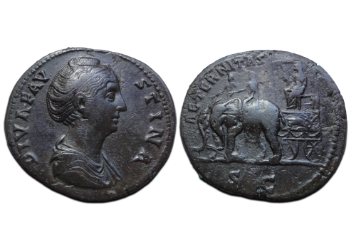 Faustina I - Olifanten tweespan sestertius (F2673)