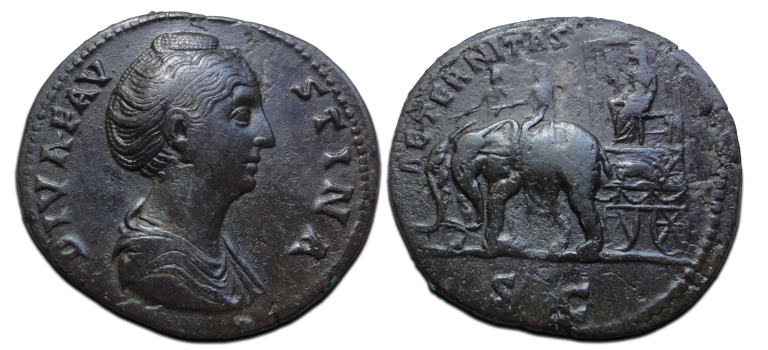 Faustina I - Elephant biga sestertius (F2673)