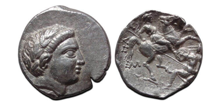 Greek coins -Tetradrachm Paeonia horseman  335 BC (JA26105)