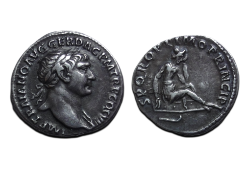 Trajanus - denarius rouwende Dacier (JA2613)