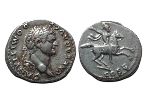 Domitianus - denarius Keizer op paard!  (F2620)