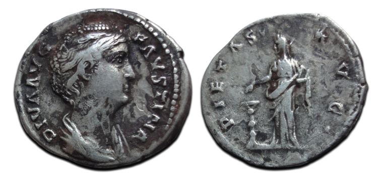 Faustina I - PIETAS fourree denarius (JA2627)