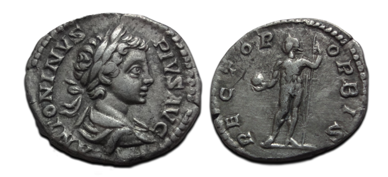 Caracalla - denarius RECTOR ORBIS (JA2630)