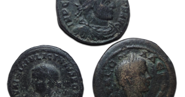 3 roman coins: Constantine the Great and Licinius II and Severus ...