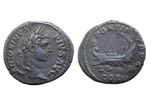 Caracalla - Denarius Galei, zeer zeldzaam (R2) (MA2662)