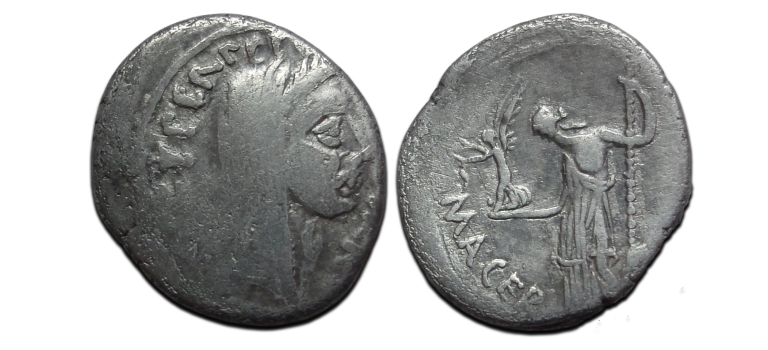 Julius Caesar - denarius with portrait of Caesar rare! (JA2670)