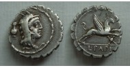 Romeinse republiek - denarius L. Papius keerzijde griffioen 79 v. Chr. (JUL2211)