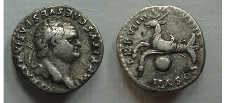 Titus -  denarius STEENBOK interessante keerzijde! (JUL2213)