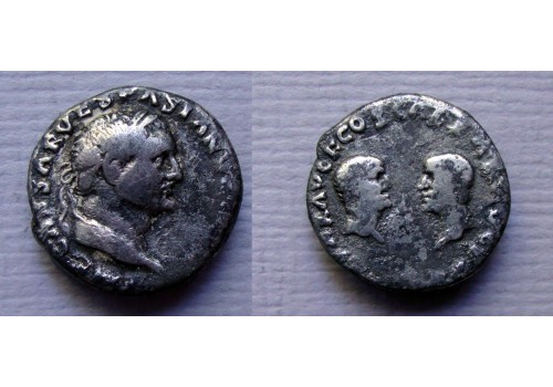 Vespasianus  - denarius Dynastische uitgave met Titus en Domitianus zeldzaam! (JUL2243)